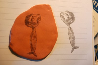 Tied Up Man Drawing on Silly Putty Transfer