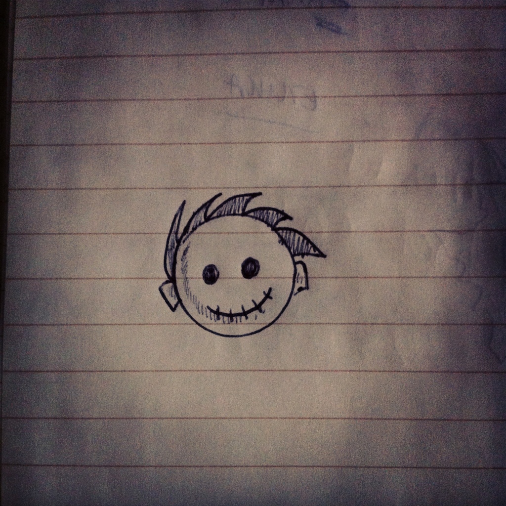 Stitched smiley conference call guy